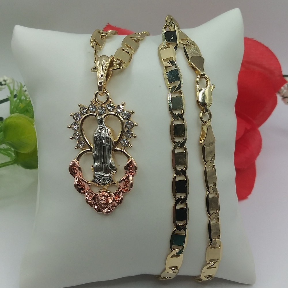 14k Gold Plated  chain with virgin pendant